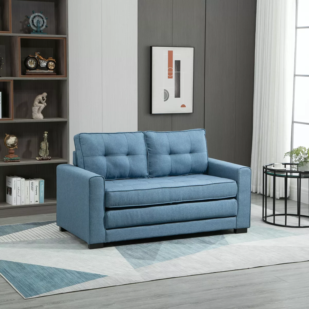 HOMCOM Canapé convertible 2 places – dossier capitonné