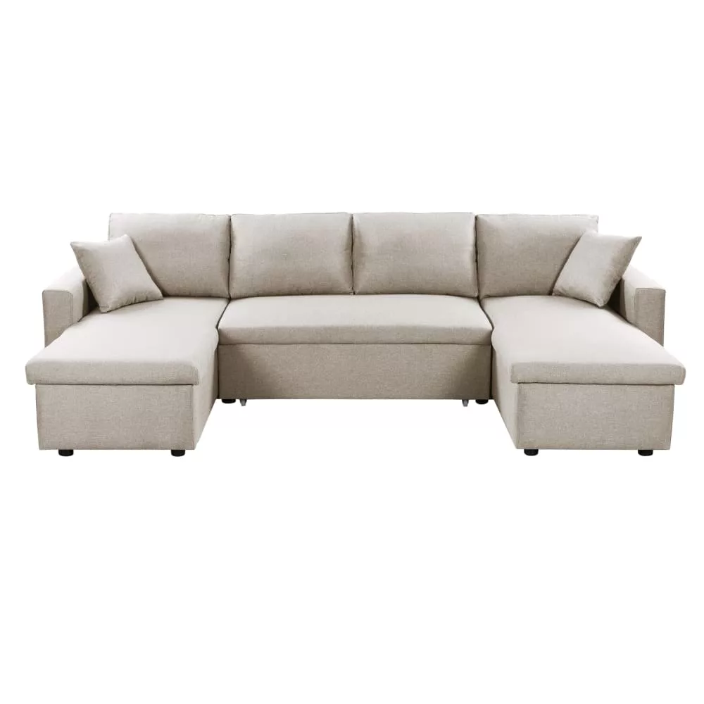 Canapé d'angle Panoramique maria Convertible Avec 2 Coffres en tissu