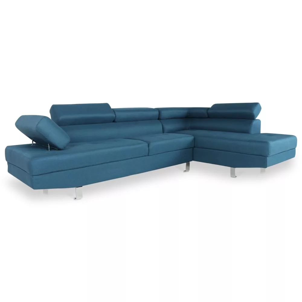 Canapé d'angle avec têtières relevables – Tissu 100% polyester