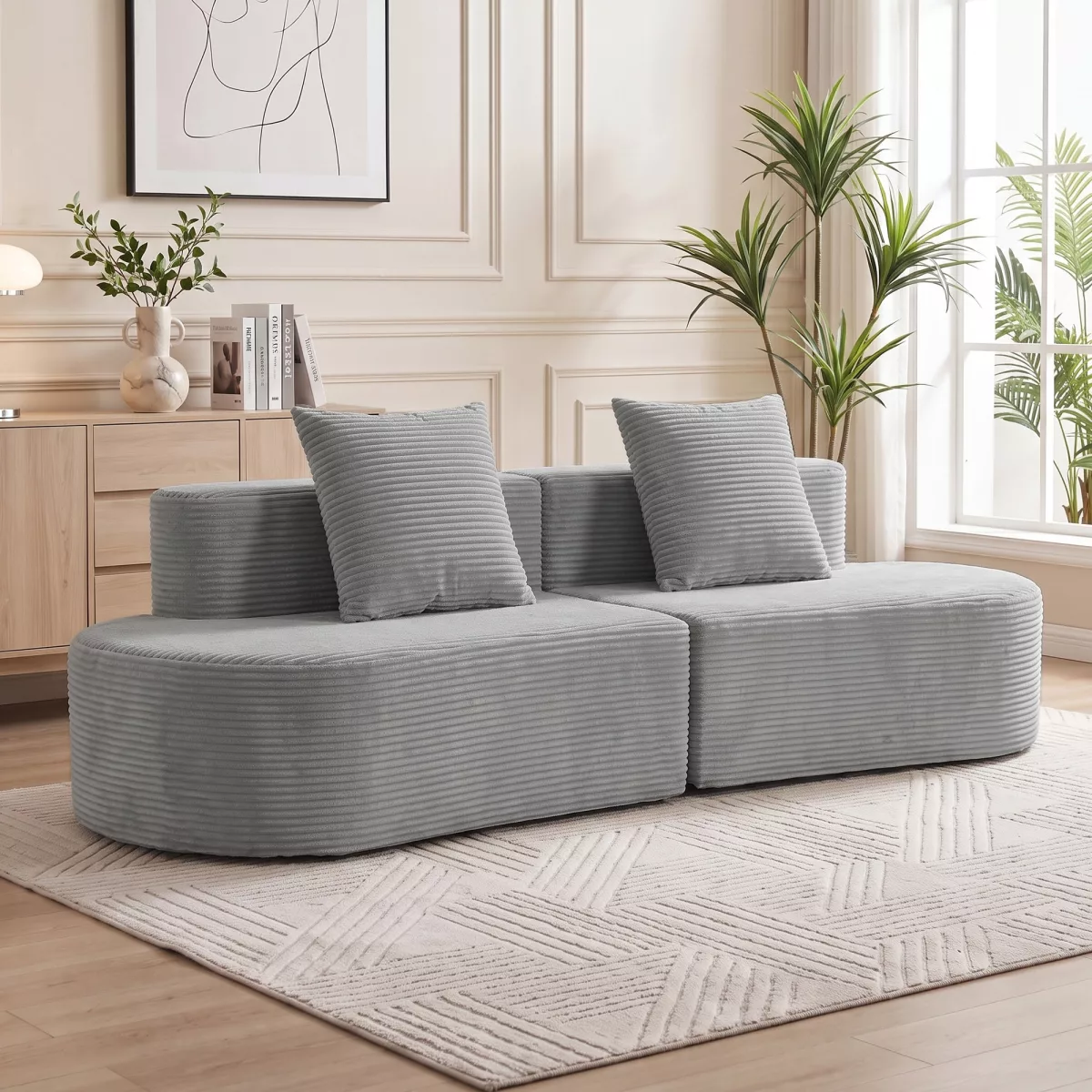 HOMCOM Canapé modulaire 3 places