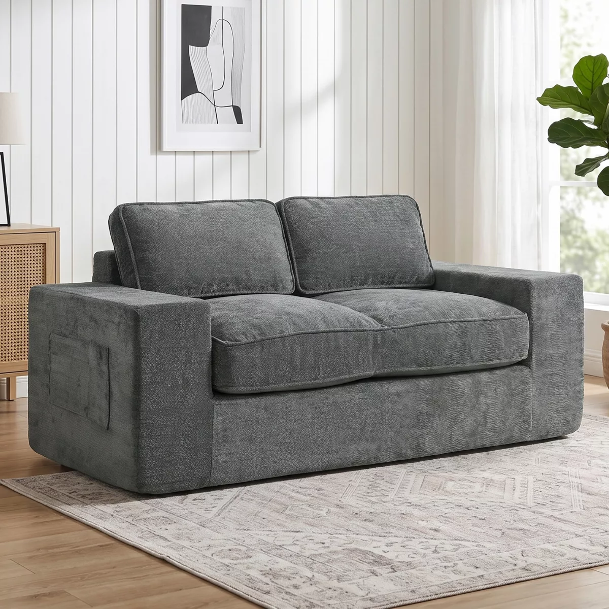 HOMCOM Canapé 2 Places en Chenille