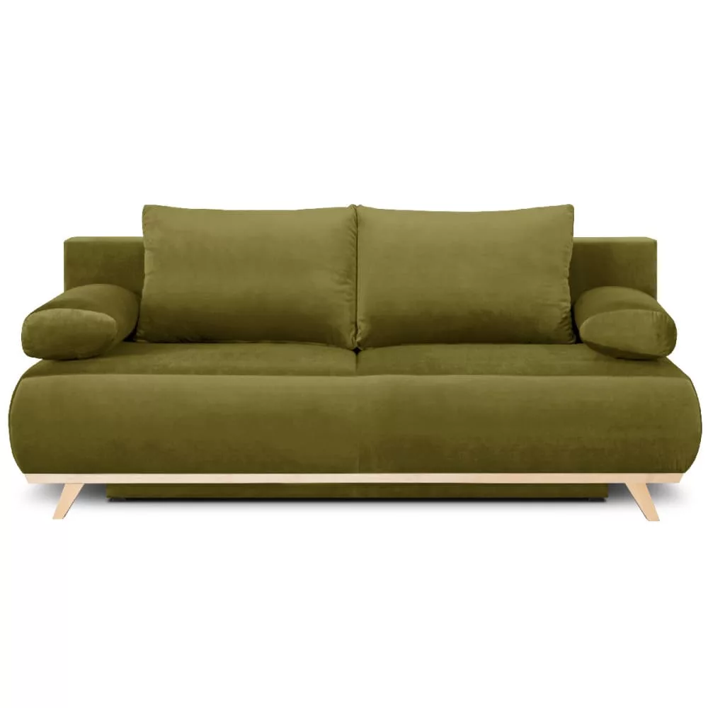 Canapé convertible 3 places avec coffre de rangement en velours – Laria
