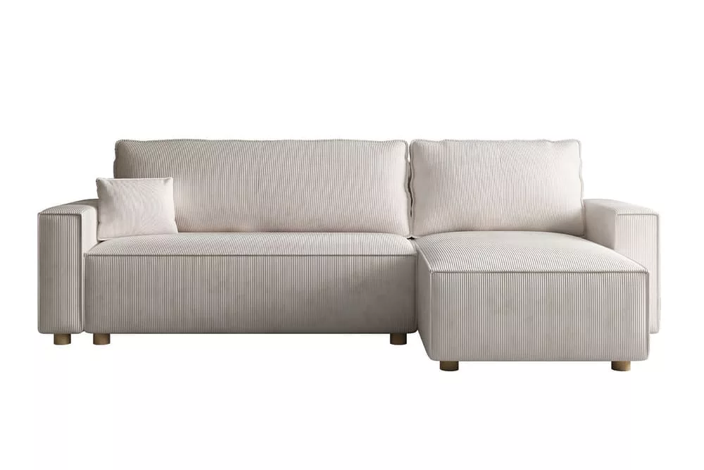 Canapé d'angle convertible réversible 4 places en velours côtelé – Mécanisme facile