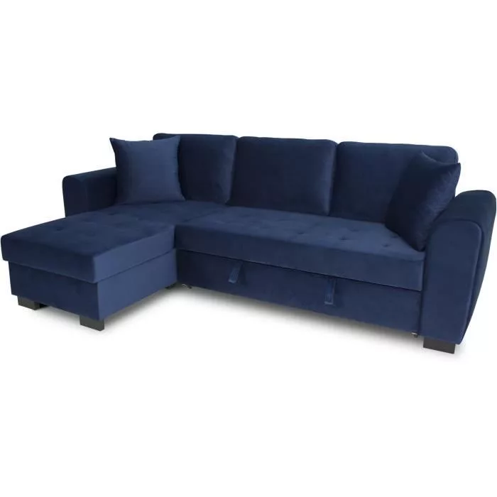 Canapé d'angle convertible HAMILTON 4 places – Tissu velours