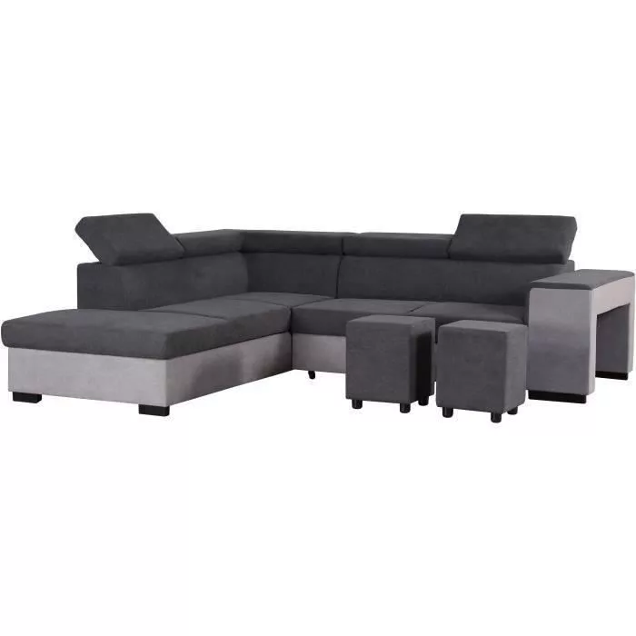 Canapé d'angle convertible + coffre 5 places – Tissu