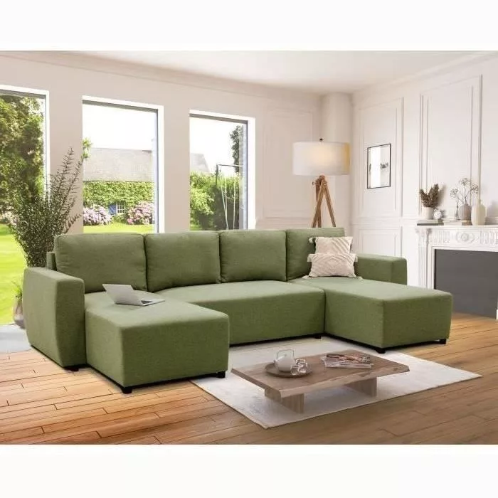 Canapé d'angle convertible panoramique PHARELL 5/6 places – Tissu