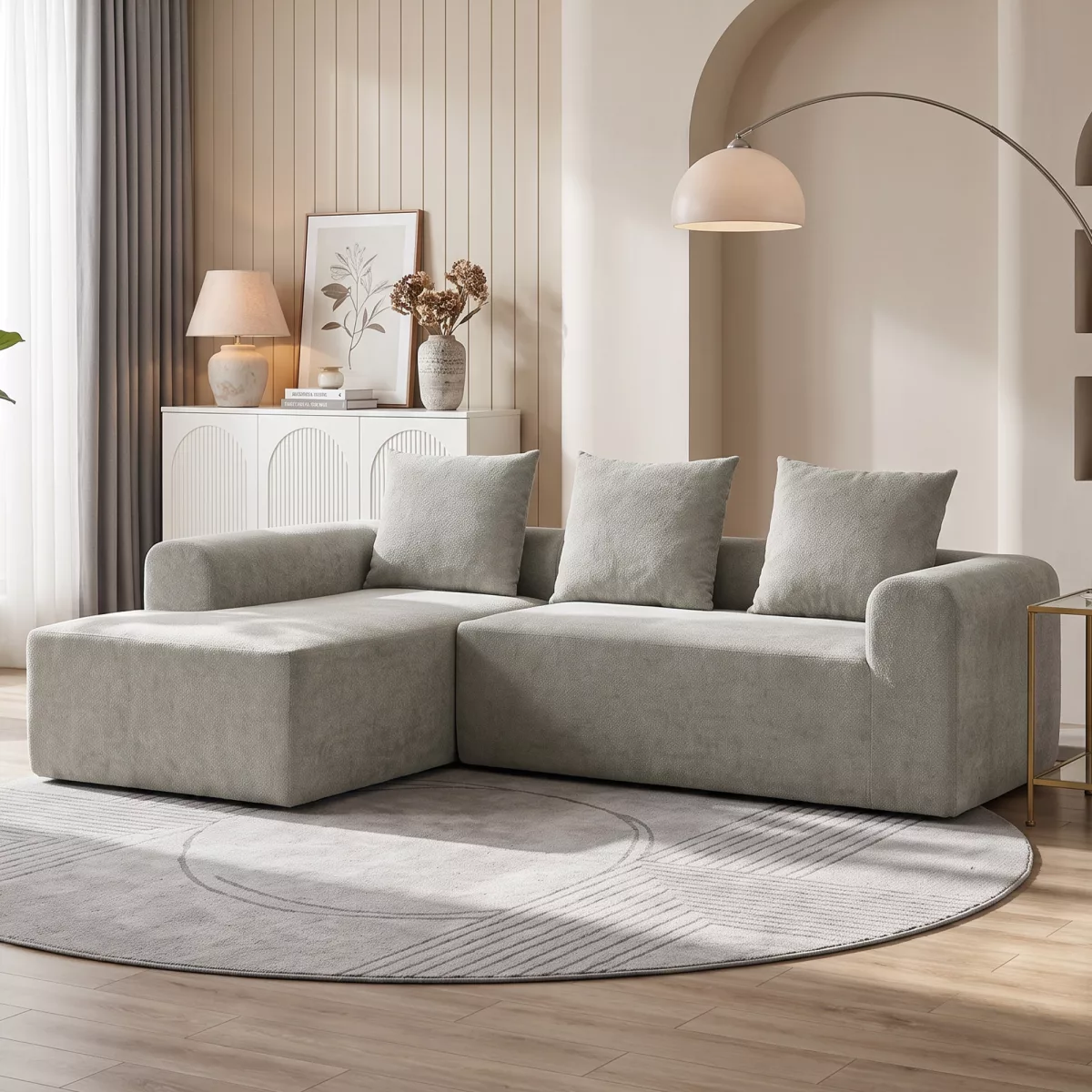 HOMCOM Canapé d'Angle en Chenille