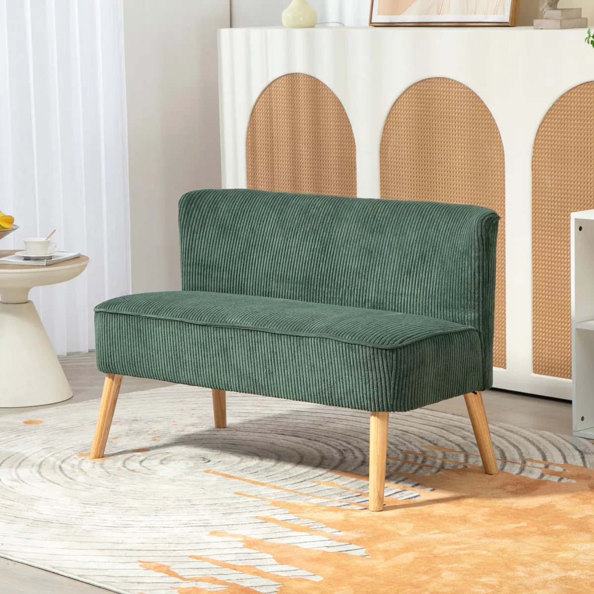 HOMCOM Canapé 2 places, bois, polyester velouté, mousse