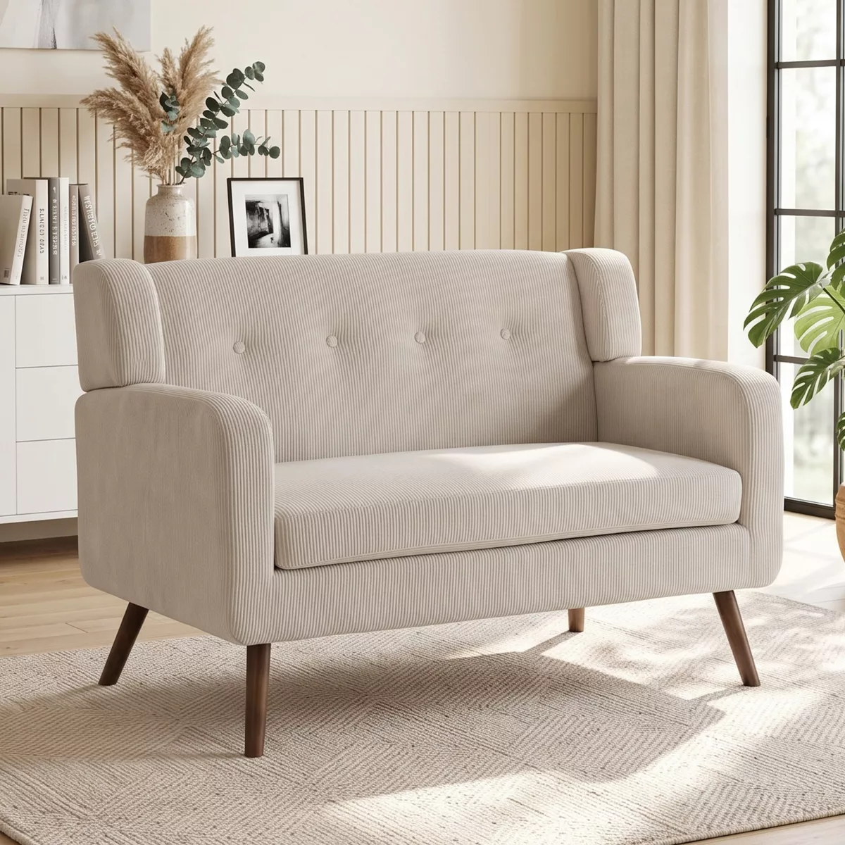 HOMCOM Canapé 2 places 118 cm effet velours côtelé