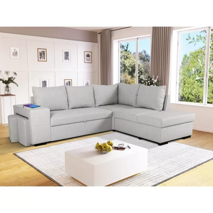 Canapé d'angle convertible réversible 4 places MITCHELL – Tissu