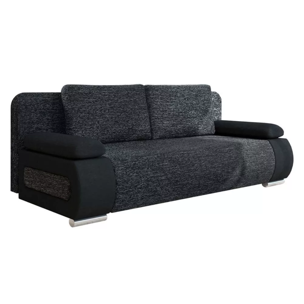 Canapé convertible 3 places avec coffre – Tissu bicolore et