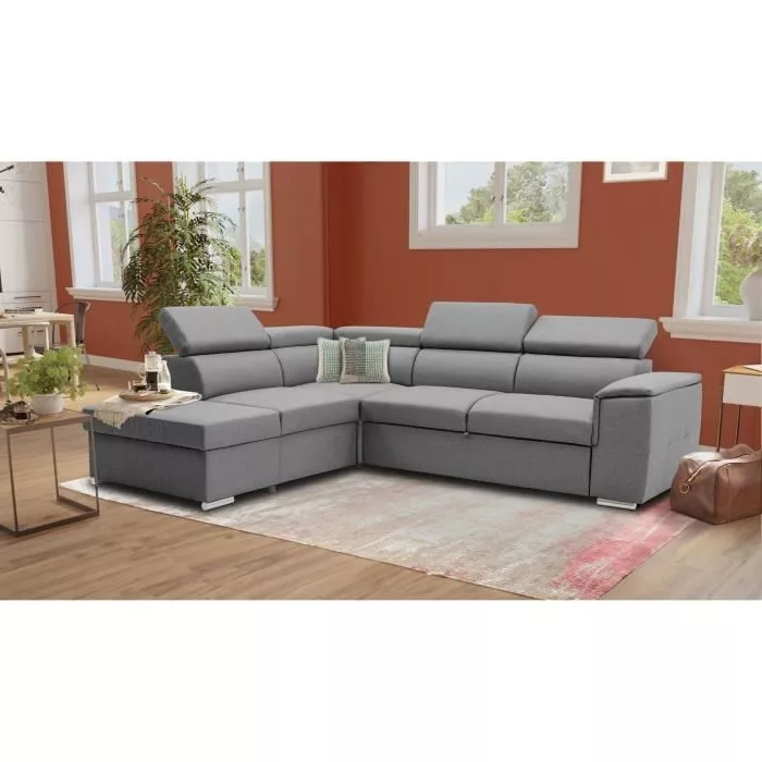 Canapé d'angle convertible réversible avec coffre – 5 places
