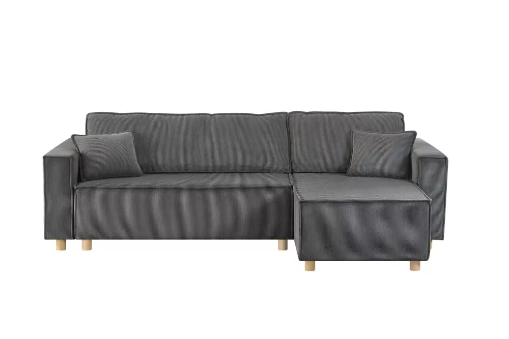 Canapé convertible d'angle réversible 4 places velours côtelé cosy