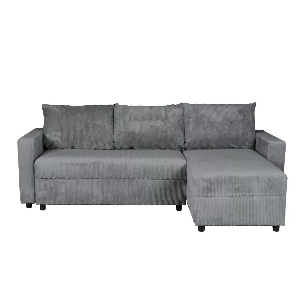 Canapé d'angle convertible réversible avec coffre – Velours côtelé