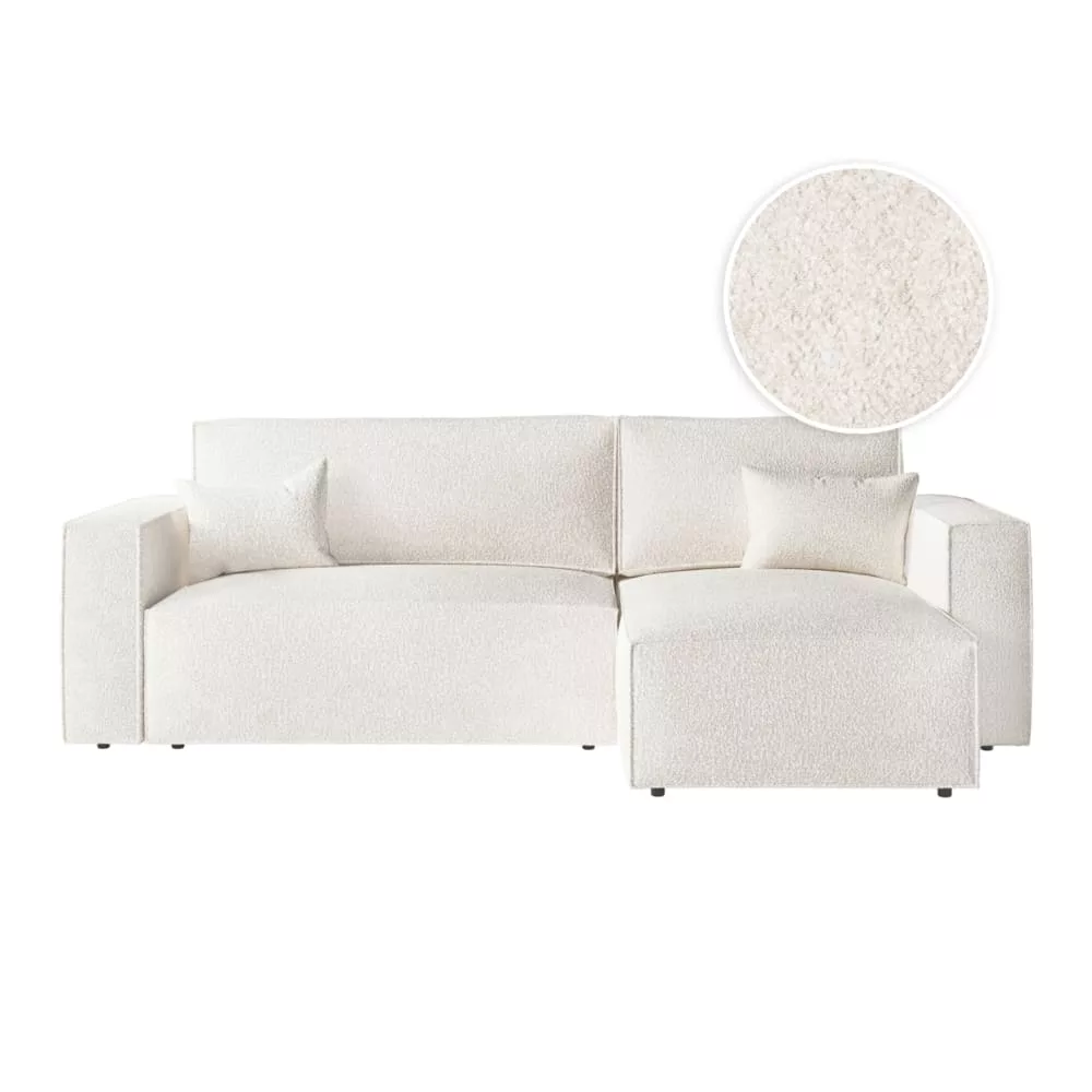 Canapé d'angle convertible réversible en tissu bouclette