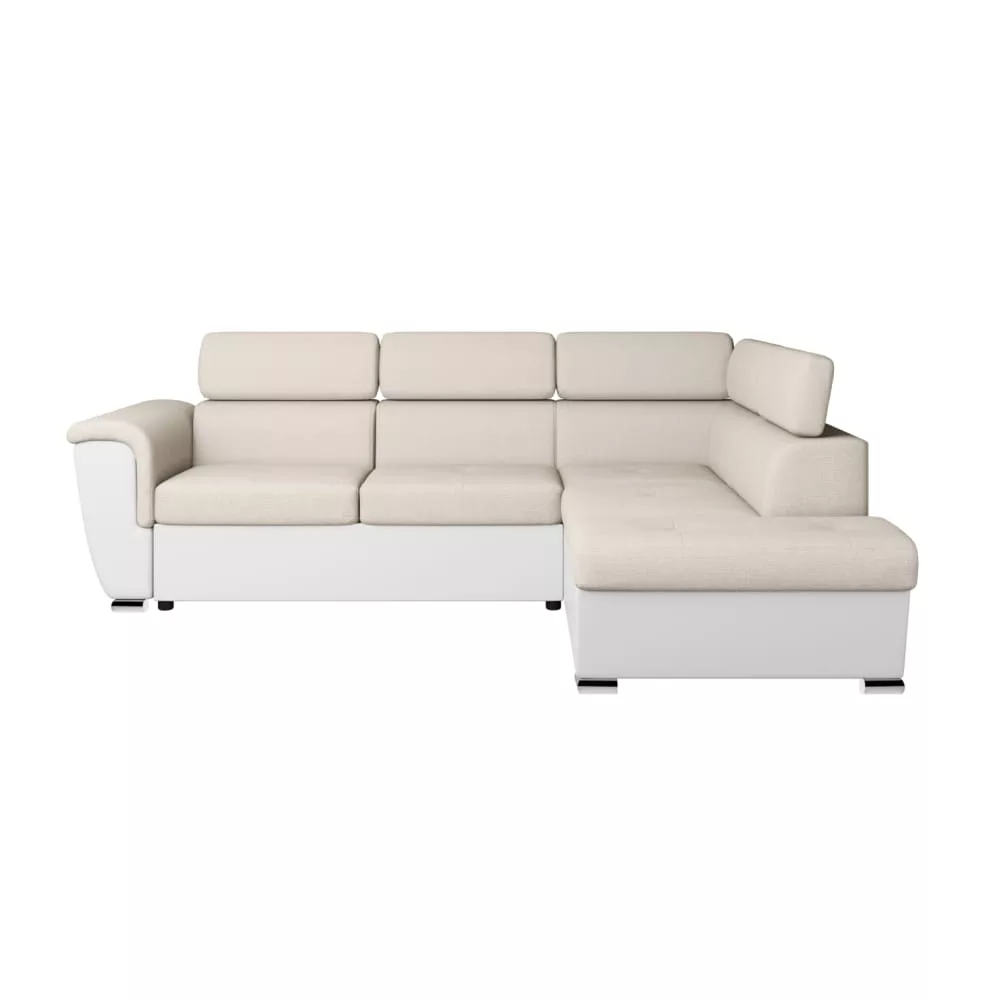 Canapé d'angle convertible 4 places, tissu easy clean et simili