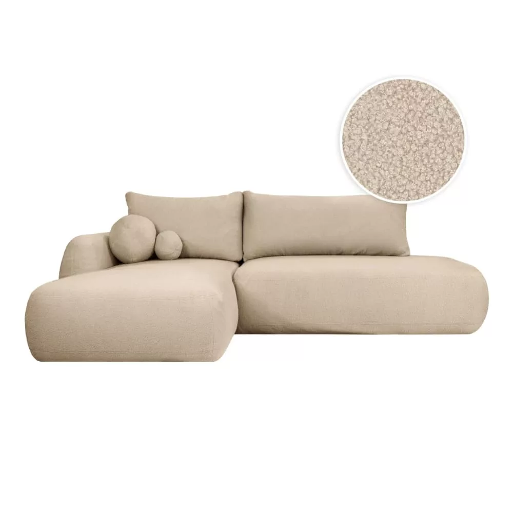 Canapé d'angle convertible 5p fabio en tissu bouclette