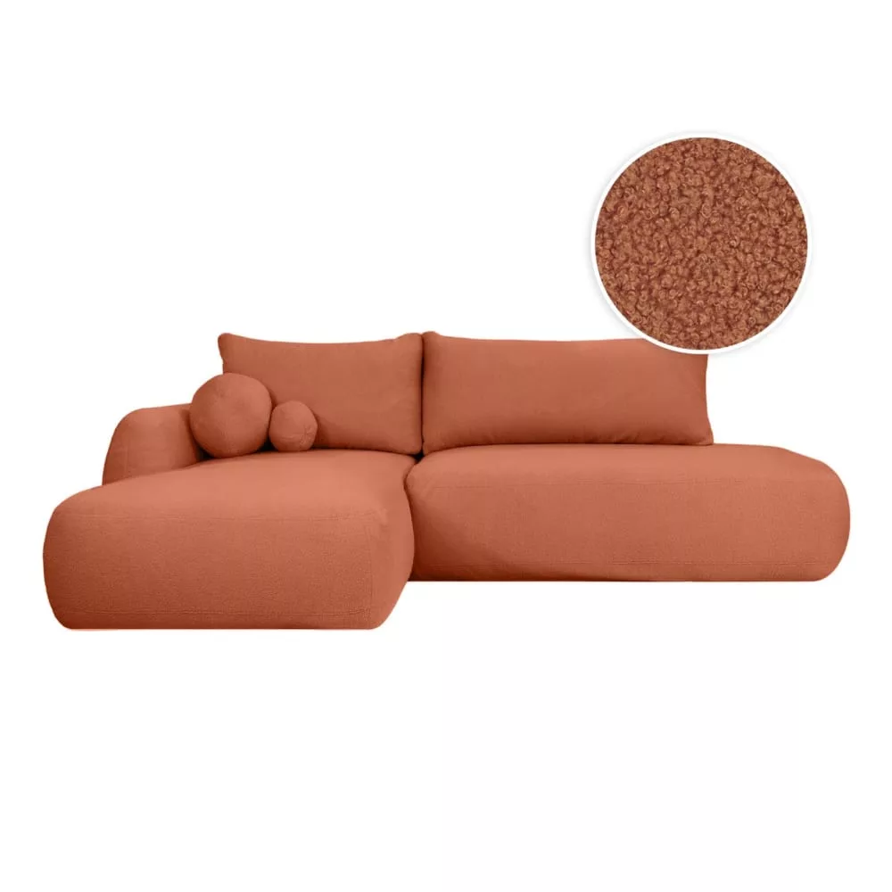 Canapé d'angle convertible 5p fabio en tissu bouclé