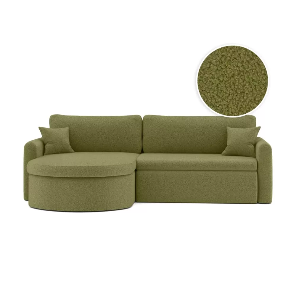 Canapé angle reversible convertible 4p vera en tissu bouclé