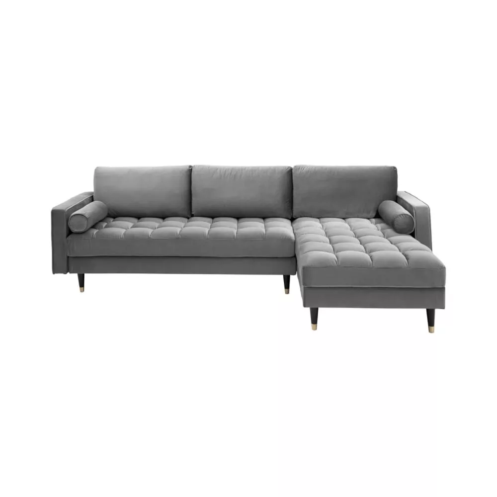 Canapé d'angle 4 places en velours de polyester