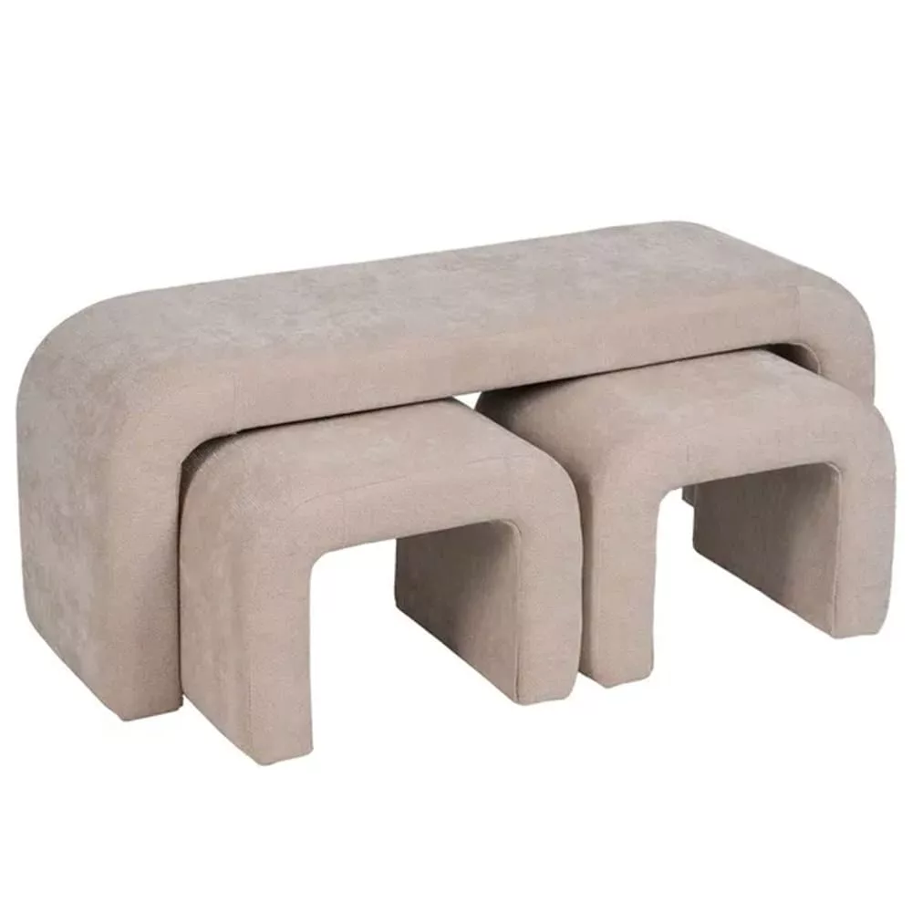 Set de 3 banquettes bouts de lit tissu