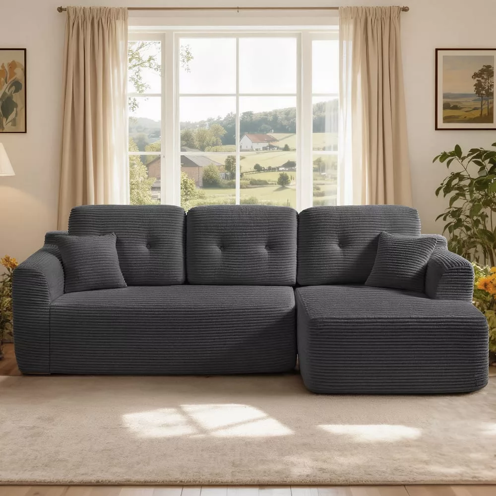 Sofa d’angle modulable 3 places sans montage méridienne