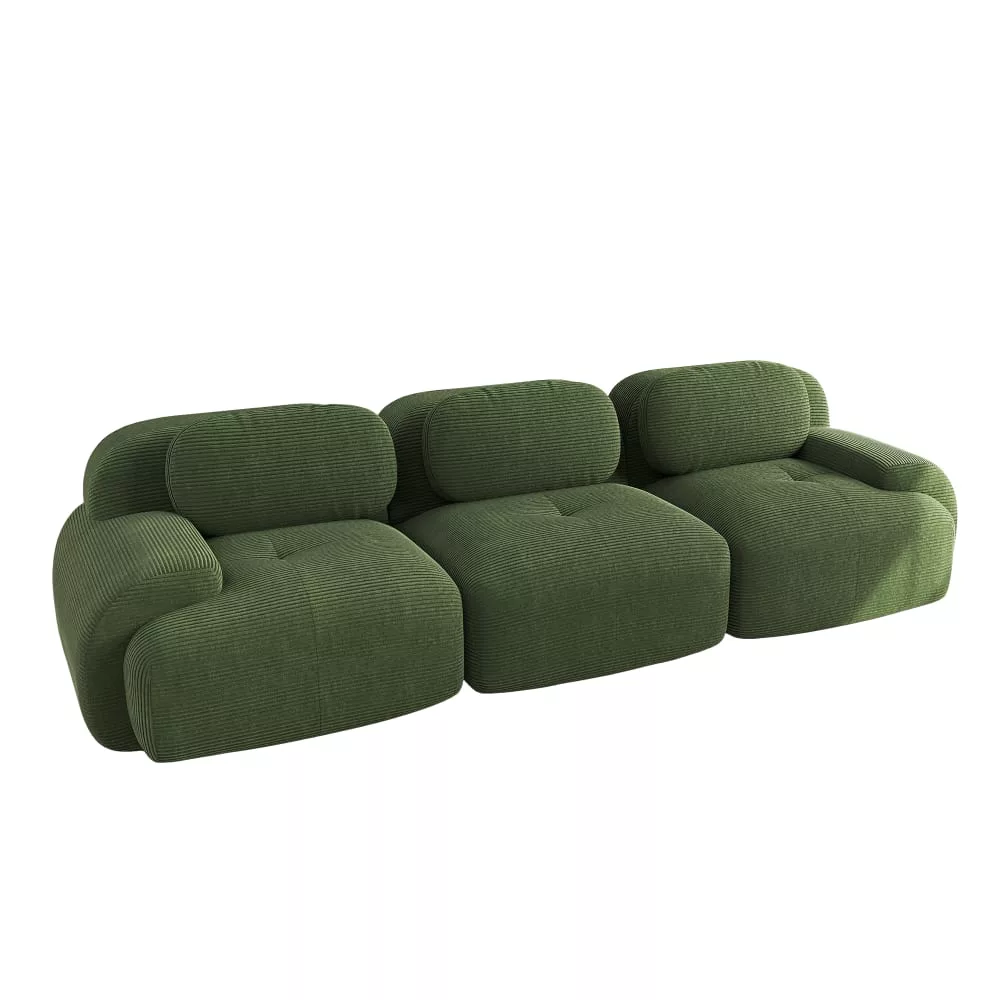 Canapé modulaire 3 places en velours côtelé – dossier ergonomique