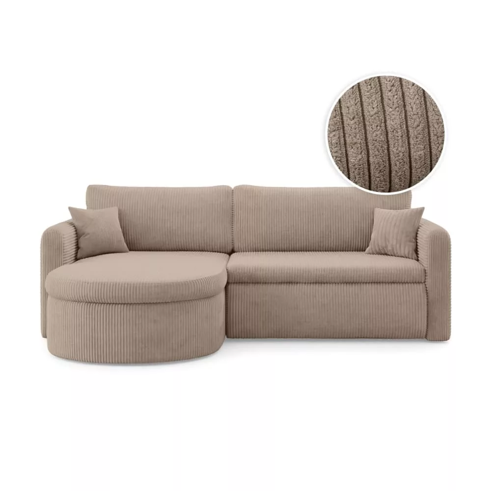 Canapé d'angle reversible convertible 4pl vera en velours côtelé
