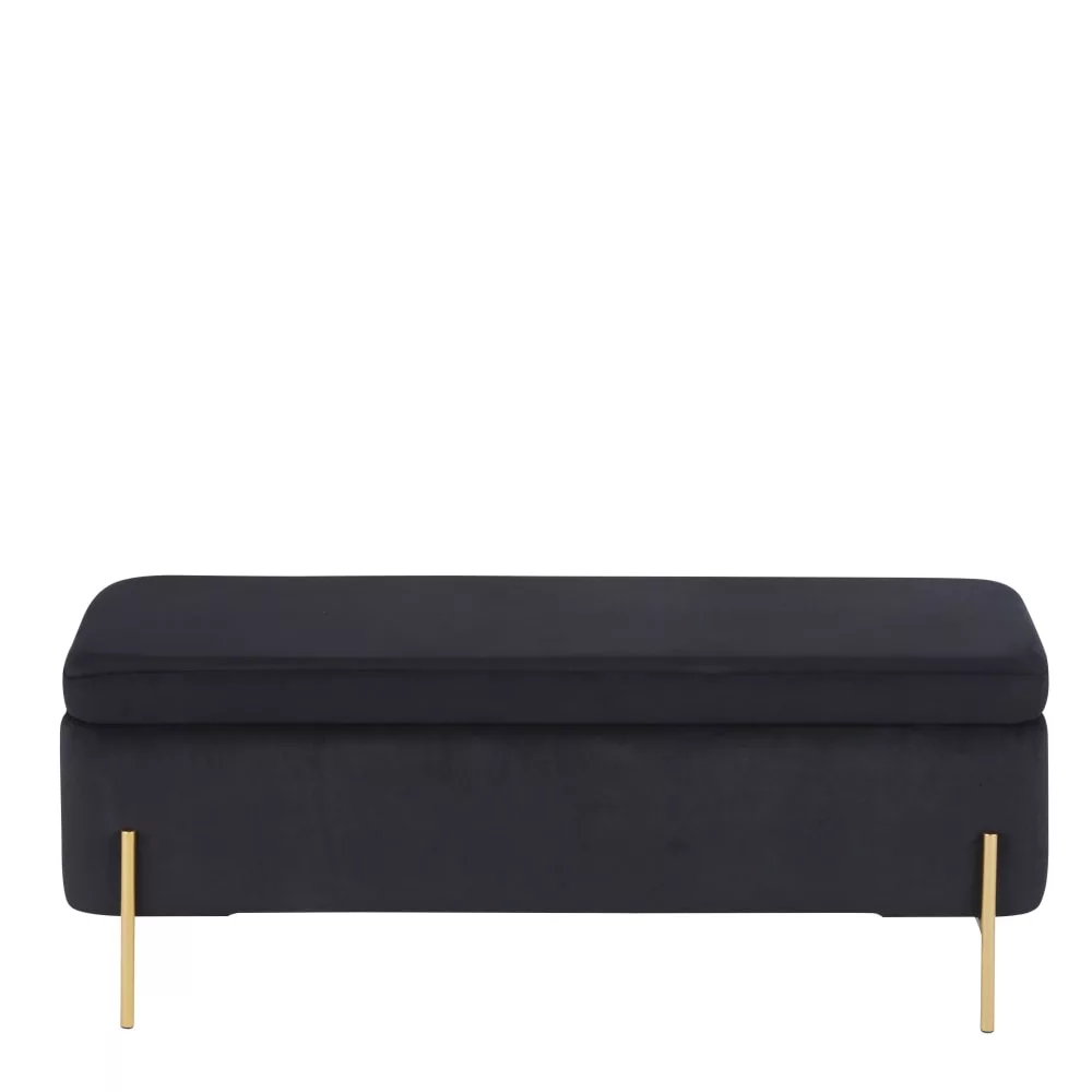 Banquette coffre en velours et fer forgé