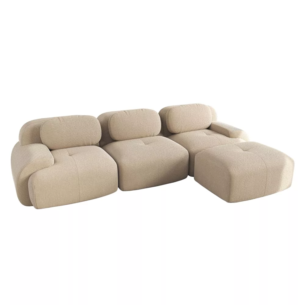 Canapé modulable 4 pièces en velours côtelé grand confort