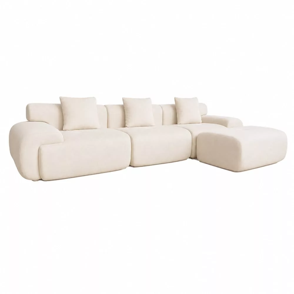Canapé nuage compressé modulable en tissu chenille 4/5 places