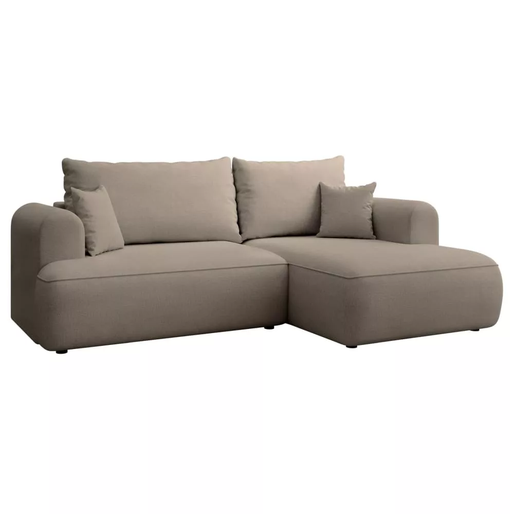 Canapé d'angle en tissu chenille easy-clean, greige
