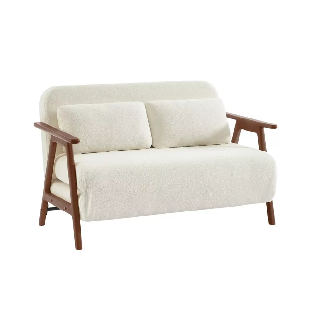 Banquette canapé convertible 2 places bouclette texturée