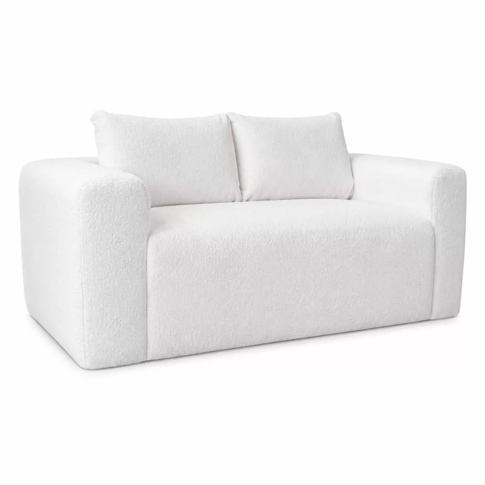 Canapé 2 places en tissu bouclette avec coussins l 160 cm
