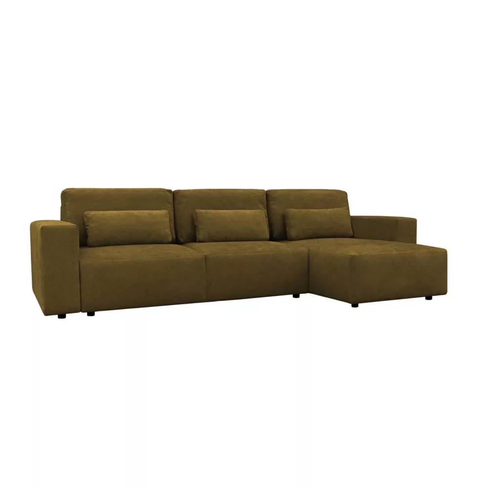 Canapé d'angle convertible 3 places tissu chenille bronze