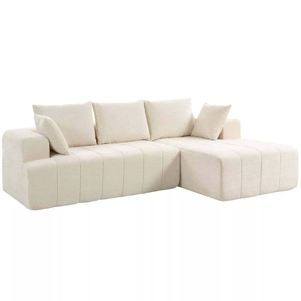 Canapé d'angle 3 places avec assise large chenille compressé
