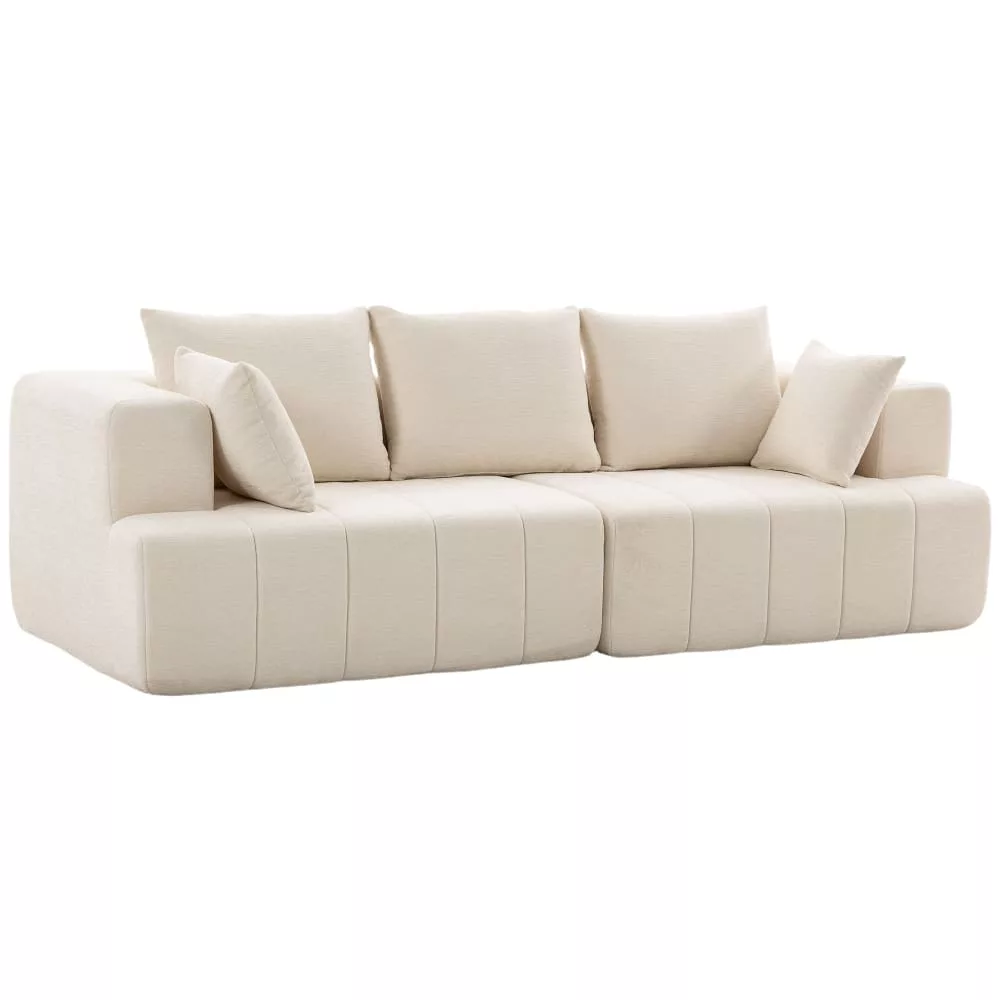 Canapé 3 places assise larges 2 coussins chenille compressé