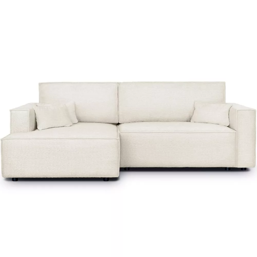 Canapé d'angle convertible 3 places – tissu bouclé