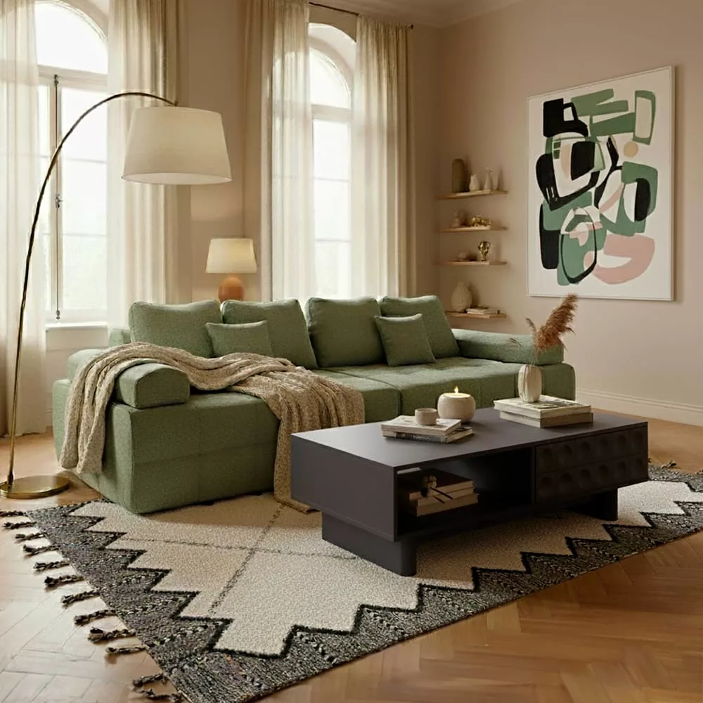 Canapé modulable 4 places en tissu l 282 cm