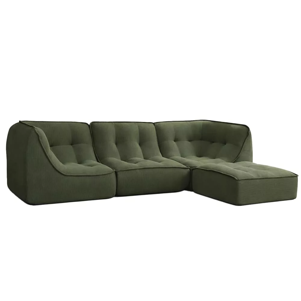 Canapé modulable avec pouf velours côtelé 3 places