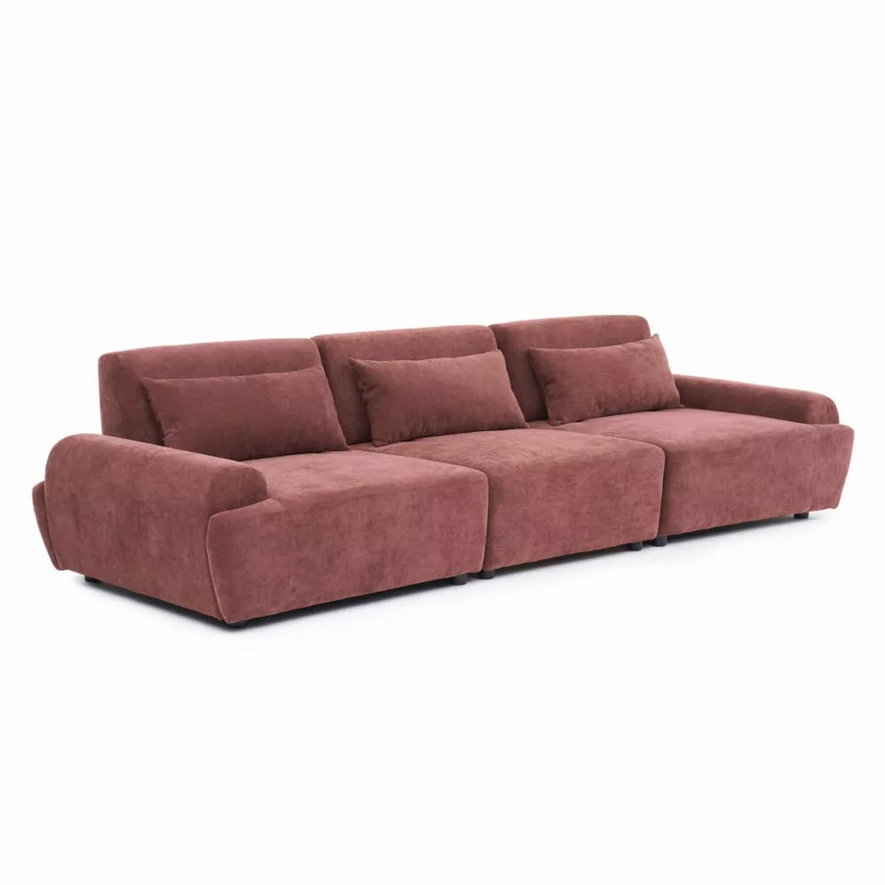 Canapé modulable 3 places tissu dossier ajustable 303 cm brûlé
