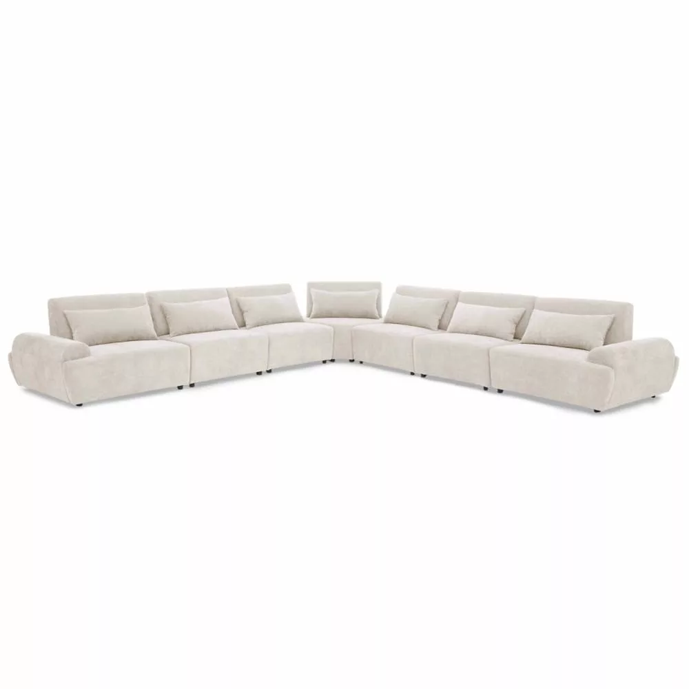 Canapé d'angle modulable en tissu 7 places dossier ajustable