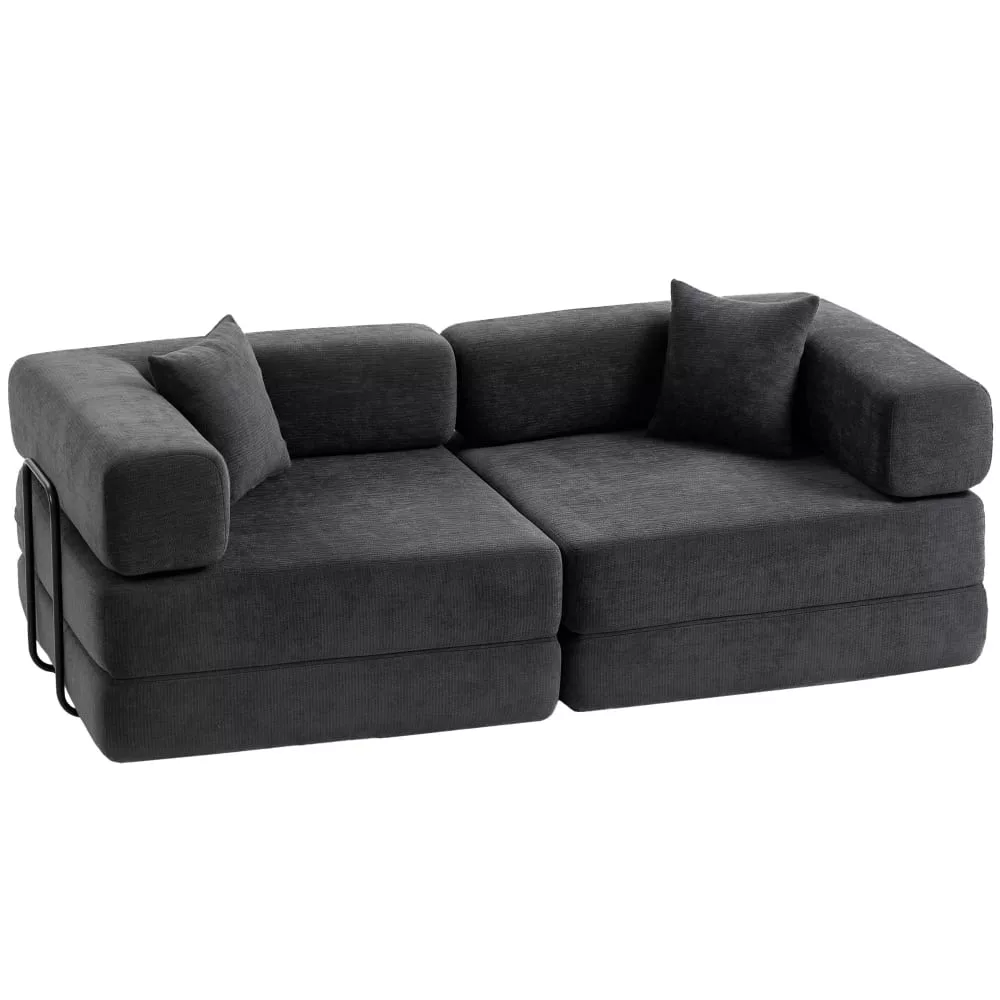 Canapé convertible 2 places assise large compressé chenille