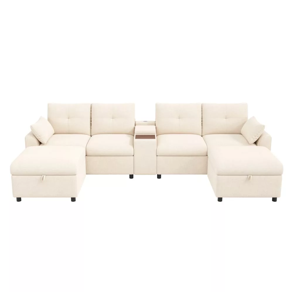 Canapé d'angle modulable 6 places en chenille