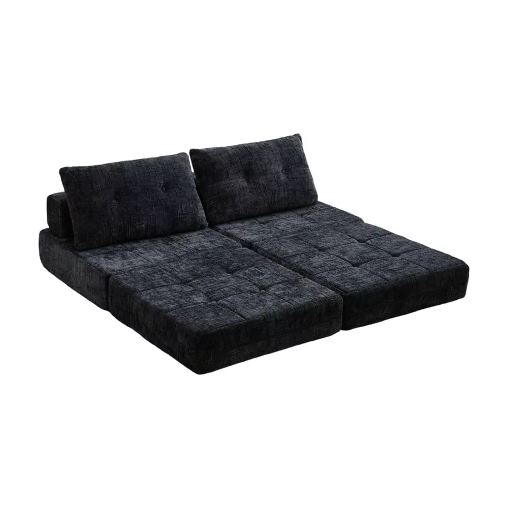 Canapé convertible en chenille avec coussins