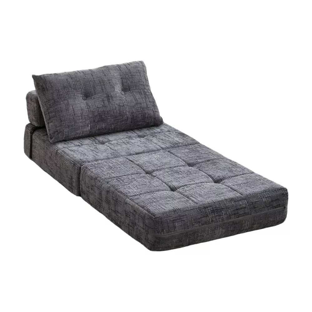 Canapé clic-clac en chenille avec coussins