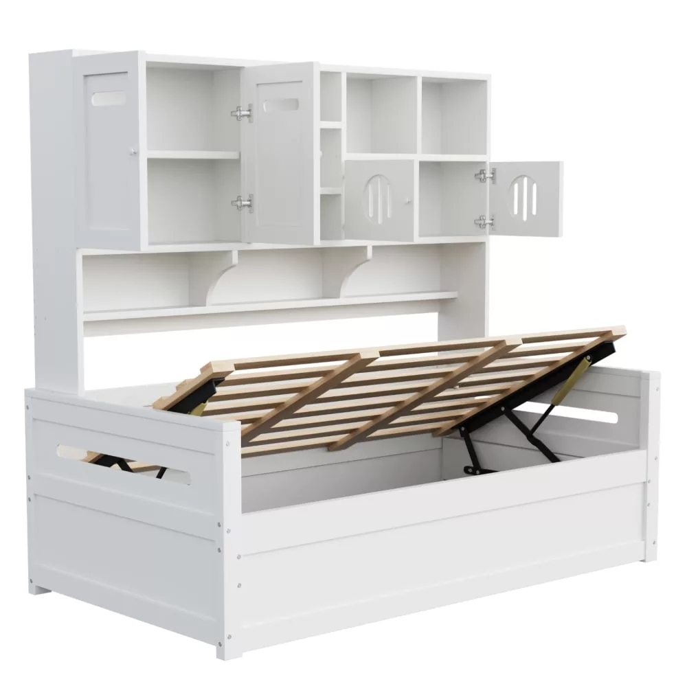Lit banquette en pin avec rangement hydraulique