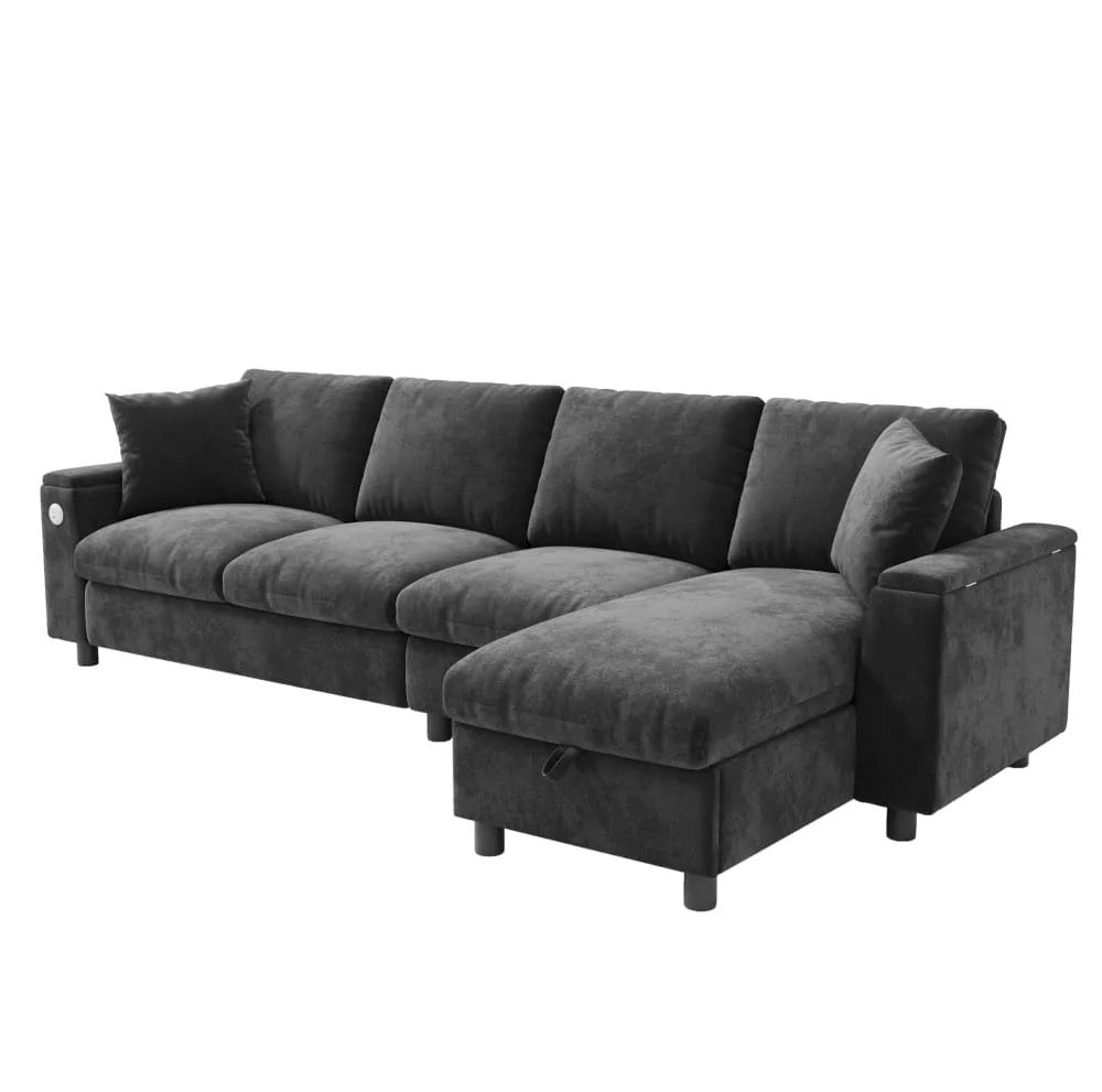 Canapé d'angle convertible en chenille