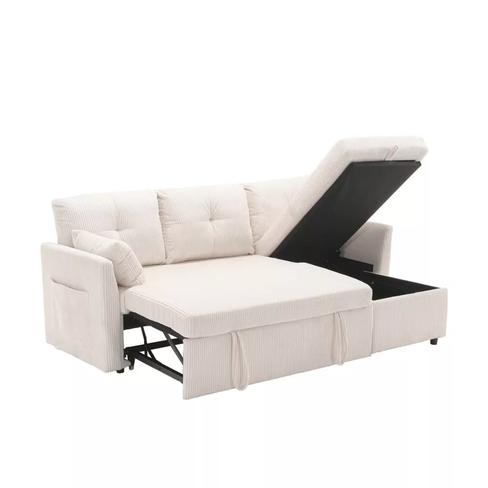 Canapé-lit modulable en velours polyester