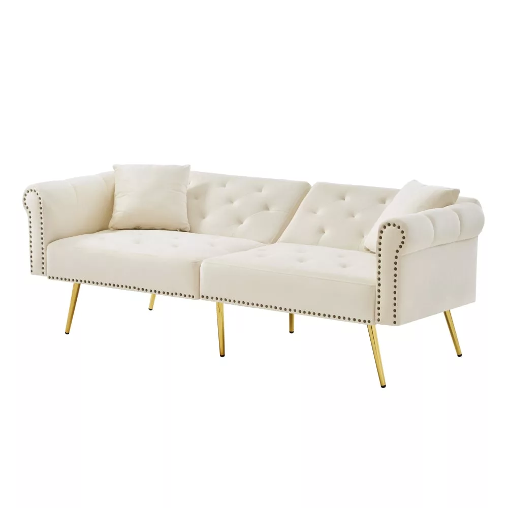 Canapé convertible 2 places en velours polyester